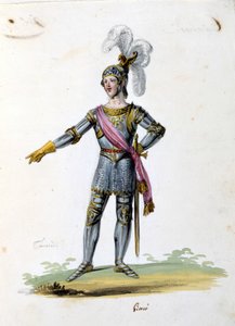 Kostým pro postavu Tancreda kreslí Gironi pro operu „Tancredi“ (Tancrede) od Gioacchina Rossiniho. 1813 od Unknown artist