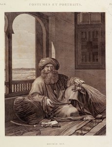 Kostýmy a portréty: Mourad Bey (1750-1801) Mamlúcký náčelník (Murad Bey Egyptský mamlúcký náčelník (Bey)) v „“Popis Egypta“, Editions imperiales od Unknown artist