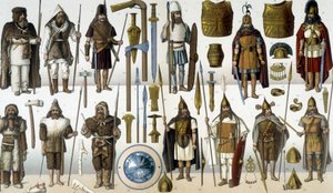 Kostýmy, brnění a zbraně barbarských válečníků od Unknown artist