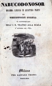 Obálka prvního libreta Nabucca od Giuseppe Verdiho (1813 - 1901), které bylo poprvé pojmenováno Nabucodonosor od Unknown artist