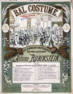 Obálka partitury „Suita charakteristických skladeb pro čtyřruční klavír“, složil Anton Rubinstein. od Unknown artist