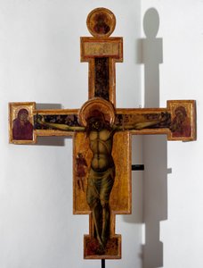 Ukřižování „“INRI““ na kříži. Anonymní malba na dřevo. 15. století Savona, Pinacoteca Civica od Unknown artist