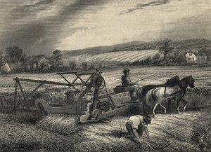 Žací stroj Cyruse McCormicka z roku 1831, vystavený na výstavě Crystal Palace v roce 1851. od Unknown artist