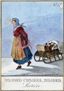 Mlékárna v Rusku, která nosí své plechovky od mléka na saních, Bibl. des Arts Deco. od Unknown artist