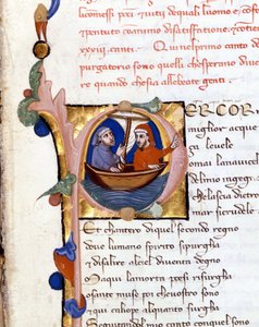 Dante Alighieri: Božská komedie (Božská komedie) začátek očistce. Dante a Virgil. rukopisu 14. století. Milan bibl. Trivulziana od Unknown artist