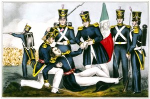 Smrt plukovníka Claye, bitva u Buena Vista v roce 1847, mexická válka od Unknown artist