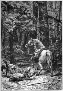 Smrt Rufuse, Vilém Červený (král Vilém II.) zabit šípem při lovu v New Forest od Unknown artist