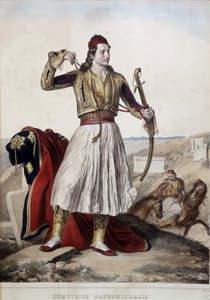 Demetrius Mavromichalis v kroji jezdce - litografie od Unknown artist