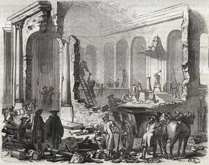 Demolice chrámu Charenton v listopadu 1685 po odvolání Edit of Nantes, 18. října od Unknown artist