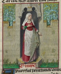 Detail miniatury alegorické postavy Avarice z „Le Roman de la Rose“ od Unknown artist