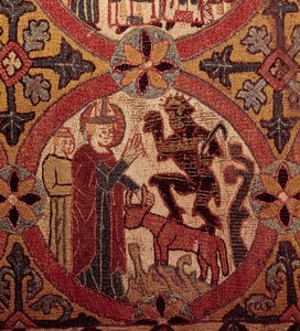 Detail výšivky znázorňující Pokušení svatého Martina. Islandská tapisérie. 1390-1403. Paříž, Národní muzeum středověku, Thermes de Cluny od Unknown artist