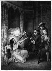 Diane de Joannis de Châteaublanc de Roussan, markýza z GANŽE (1635-1667), zavražděná svými dvěma bratry v kroku, opatem a rytířem Gangy. Rytina z roku 1847. od Unknown artist