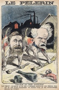 Spory mezi socialisty Jean Jaures (1859-1914) (vlevo) a Henri Rochefort (1831-1913) (vpravo). Ilustrace v „“Le Pelerin““ z 19. června 1898. od Unknown artist