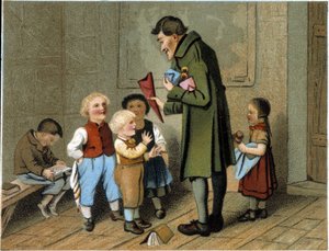 Rozdávání ocenění ve škole - chromolitografie, konec 19. století od Unknown artist
