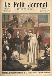 Dr. Grenier, zástupce Pontarlier, nedávno konvertoval k islámu, vyvolává skandál tím, že jde do zastoupení v arabském kostýmu. Rytina v „“ Le petit journal““ 24.1.1897. Kolekce Selva. od Unknown artist