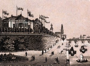 Dresden (Dresden), Německo: pohled na Belvedere. v „“ Svět ilustruje 168 pohledů““ Nedatováno (konec 19. století) od Unknown artist