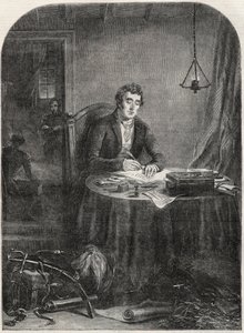 Vévoda z Wellingtonu (Arthur Wellesley (1769-1852) vévoda z Wellingtonu) písemná zásilka po Waterloo, 19. června 1815 - rytina 1852 od Unknown artist