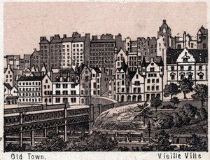 Edinburgh, Skotsko: pohled na staré město v Edinburghu. v „“ Svět ilustruje 168 pohledů““ Nedatováno (konec 19. století) od Unknown artist