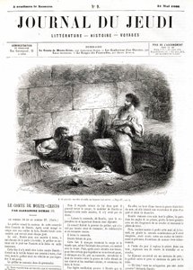 Edmond Dantes, hrabě Monte Cristo (Monte Cristo) se setkává s abbé Fariou díky dutému tunelu ve vězení – v „“Le Journal du Thursdays””” z 31.5.1860 od Unknown artist