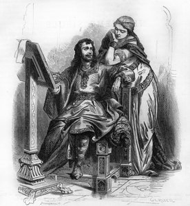 Eginhard (Einhard, Einhart, Einard, 775-840) historik karolínského období s manželkou Emmou (Imma). od Unknown artist