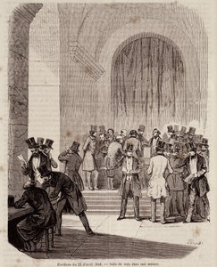 Volby dne 23. dubna 1848: volební místnost v sekci – v „“Současné populární historii““ od Unknown artist