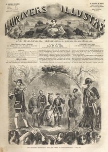 Lov císaře Napoleona III ve Fontainebleau - 1861 - Imperiální lov ve Fontainebleau za přítomnosti Napoleona III. (1808-1873) a Imperatrice Eugenie (1826-1920). Slavný vesmír roku 1861 - od Unknown artist