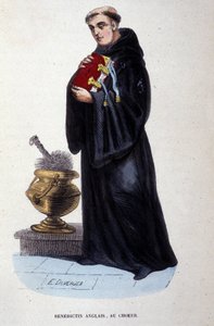 anglický benediktin. Rytina z alba o řeholních řádech, Paříž od Unknown artist