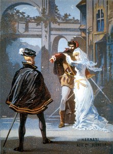 Ernani de Giuseppe Verdi, dějství II, scéna II. chromolitograf 19. století. od Unknown artist