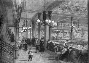 Rozšíření obchodů „Bon marche“: Nová galerie vedoucí k bufetu. Paříž 1880. od Unknown artist