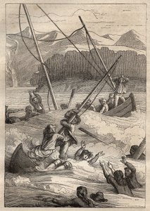 Expedice kolem světa (1785-1788) Jeana Francoise Galaupa de La Perouse (1741-1788): ztroskotání lodí ve francouzském přístavu (Aljaška) - ilustrace převzata z „Velkých námořníků 18. století“ od Unknown artist