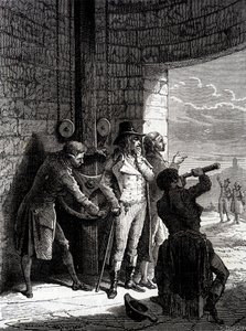Experiment Chappeho telegrafu uskutečněný 12. července 1793 z Ménilmontantu do Saint-Martin-du-Tertre před komisaři Konventu – v „“The Wonders of the industry”” od Louise Figuiera od Unknown artist