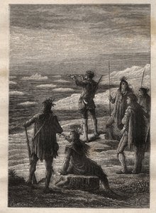 Průzkum Velkého kanadského severu (1769-1772) od Samuela Hearna (1745-1792): Hearne stoupá po toku řeky Coppermine a přichází k jejímu ústí do Severního ledového oceánu v roce 1771 - ilustrace z „The Great Mariners of the 18th století" od Unknown artist