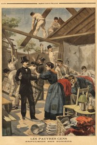 Vyhnání a část kasáren zřízených ve vojenské zóně u brány Gentilly. Ilustrace v “” Le petit journal”” 23/06/1895. od Unknown artist