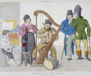Rodina cestujících hudebníků v 19. století od Unknown artist