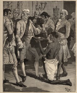 Slavné diamanty: „Zázraky divů“ představené brazilskému císaři Joaovi VI. Portugalskému (Jan VI známý jako Klement) (1767-1826), v roce 1809. Rytina z roku 1885 v „“ Les arts et metiers illustres““ od Adolfa BITARDA. od Unknown artist