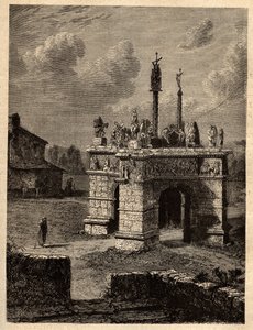 Finistere - Bretaň - Le calvaire de pleyben - Enclos paroissial de Pleyben - Pleyben Parish close - rytina v “” PATRIE” - PECTUREQUIRESSE POPIS FRANCIE V 6 SVAZCH LUCIEN HUARD - konec 19. stol. od Unknown artist