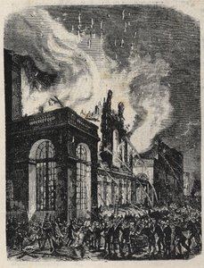 Požár Opery de la rue Lepelletier (Le Peletier) v Paříži 28. října od Unknown artist