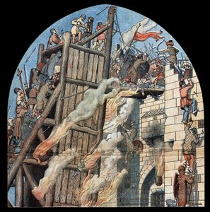 První křížová výprava: obléhání a dobytí Jeruzaléma přechody vedenými Godefroyem de Bouillon (1058-1100) v roce 1099. od Unknown artist