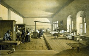 Florence Nightingale (1820 - 1910) v nemocnici v Scutari v Turecku kolem roku 1855 od Unknown artist