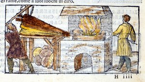 Kovárna - v "Pirotechnia" "z Biringuccio od Unknown artist