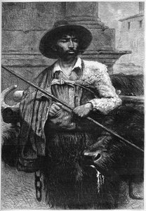 Bývalý farmář: řidič buvolů (chov buvolů pro mozzarellu) Rytina v „“The Illustrous World““ od Unknown artist