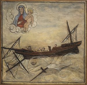 Bývalý voto (ex voto) námořník, oblíbená nabídka jako slib oddanosti a vděčnosti námořníka, který přežil nebezpečí moře, pocházející z kostela Carmine, Torre del Greco, poblíž Neapole od Unknown artist