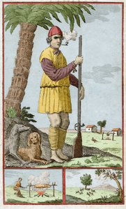 Francouzská buccane ze Santo Dominga (Haiti). Rytina v „History of the Adventurers Filibusters and Buccaneers Reported in the Indies““ od Alexandra Oliviera Exquemelina (1645-1710). od Unknown artist