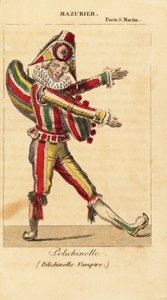 Francouzský komický tanečník a mim Charles-Francois Mazurier jako Polichinello v Polichinelle Vampire od Theodora de Banville v Theater de la Porte Saint-Martin od Unknown artist
