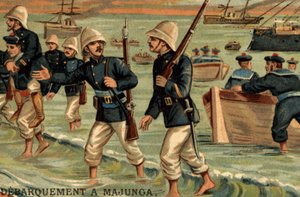 Francouzské jednotky se vylodily v Majunga na Madagaskaru v roce 1895 od Unknown artist