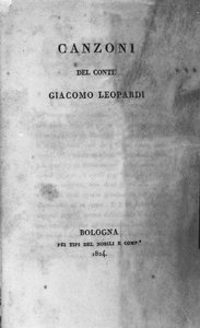 Frontispis "" Canzoni"" (zpěvy) od italského básníka Giacoma Leopardiho (1798 - 1837) od Unknown artist