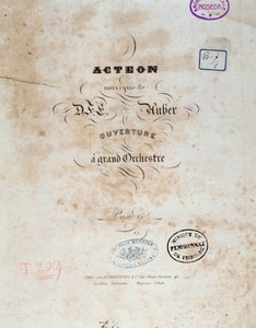 Frontispis „“ Acteon““ anglické opery comique od Daniela Francoise Esprita Aubera od Unknown artist
