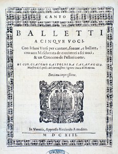 Frontispis Balletti pro pět hlasů od Giovanniho Giacoma Gastoldiho od Unknown artist
