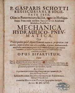 Frontispiece Mechanica Hydraulico Pneumatica od Gaspara Schotta od Unknown artist
