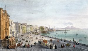 Pohřeb v Neapolském zálivu s Vesuvem v pozadí. od Unknown artist
